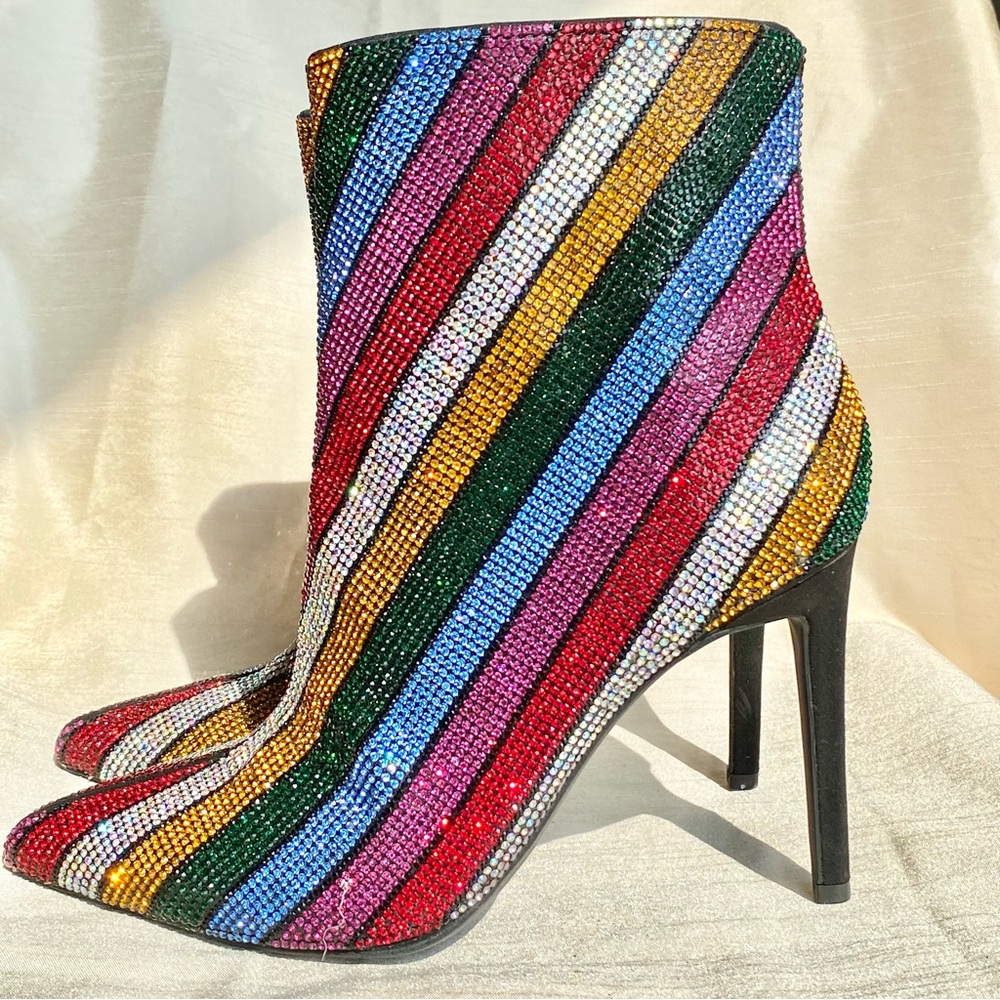 INC International Concepts Sparkling disco beaded Rainbow Heeled Booties